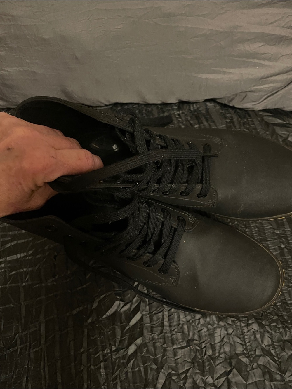 Dr. Martens Black Lace-Up Leather Boots with Yellow Stitching - Picture 17 of 17